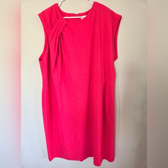 Calvin Klein Asymetrical Fuchsia Midi Dress Plus Size 22W - Picture 2 of 6